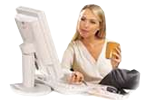 contact management software female at computer image